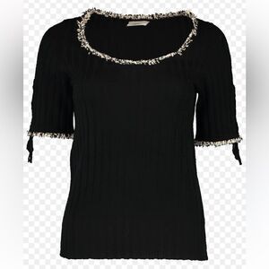 3.1 PHILLIP LIM Black Short Sleeves Wool Ribbed Sweater.Size XS